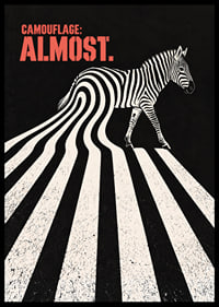 Zebra gandrīz saplūst ar savu dramatisko, vizuālo svītru gammu.-6