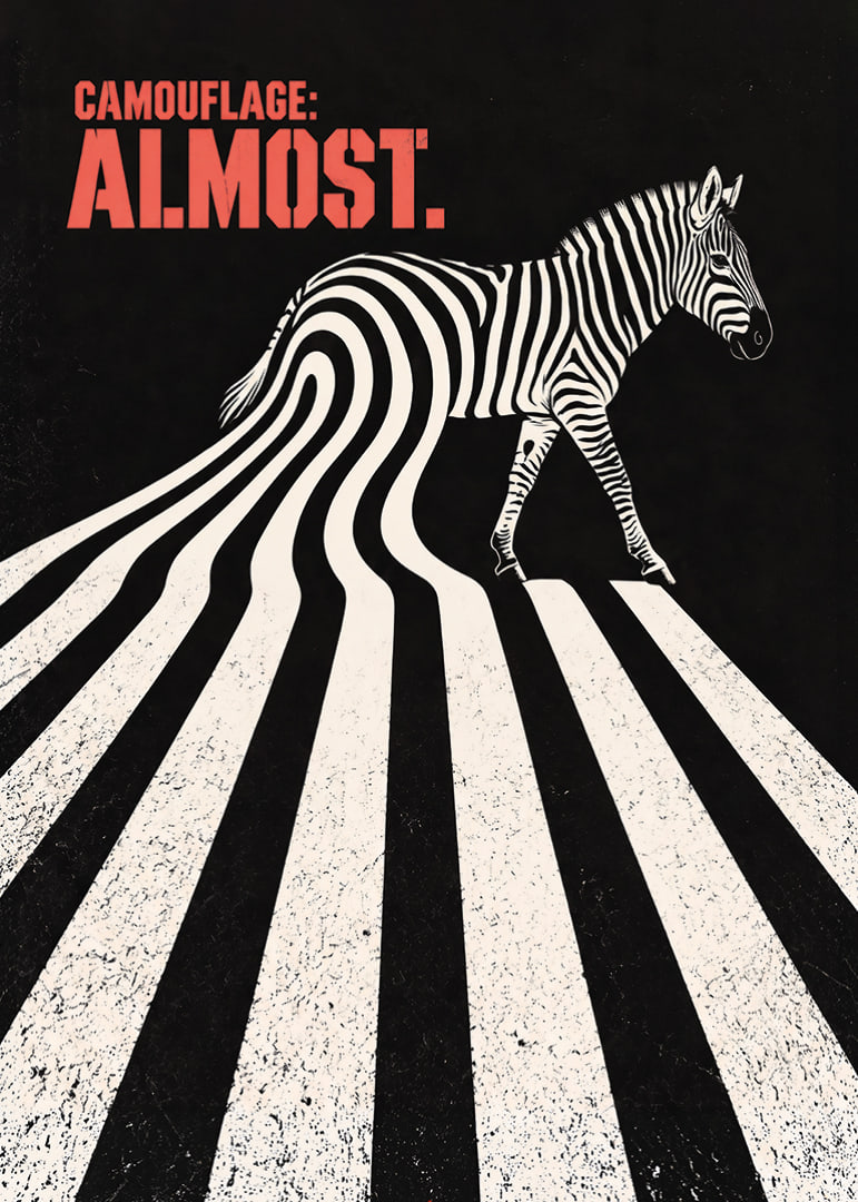 Zebra gandrīz saplūst ar savu dramatisko, vizuālo svītru gammu.-12