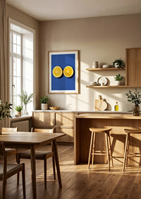 Two sunny yellow lemon halves shine against a deep blue background with fresh energy.-8