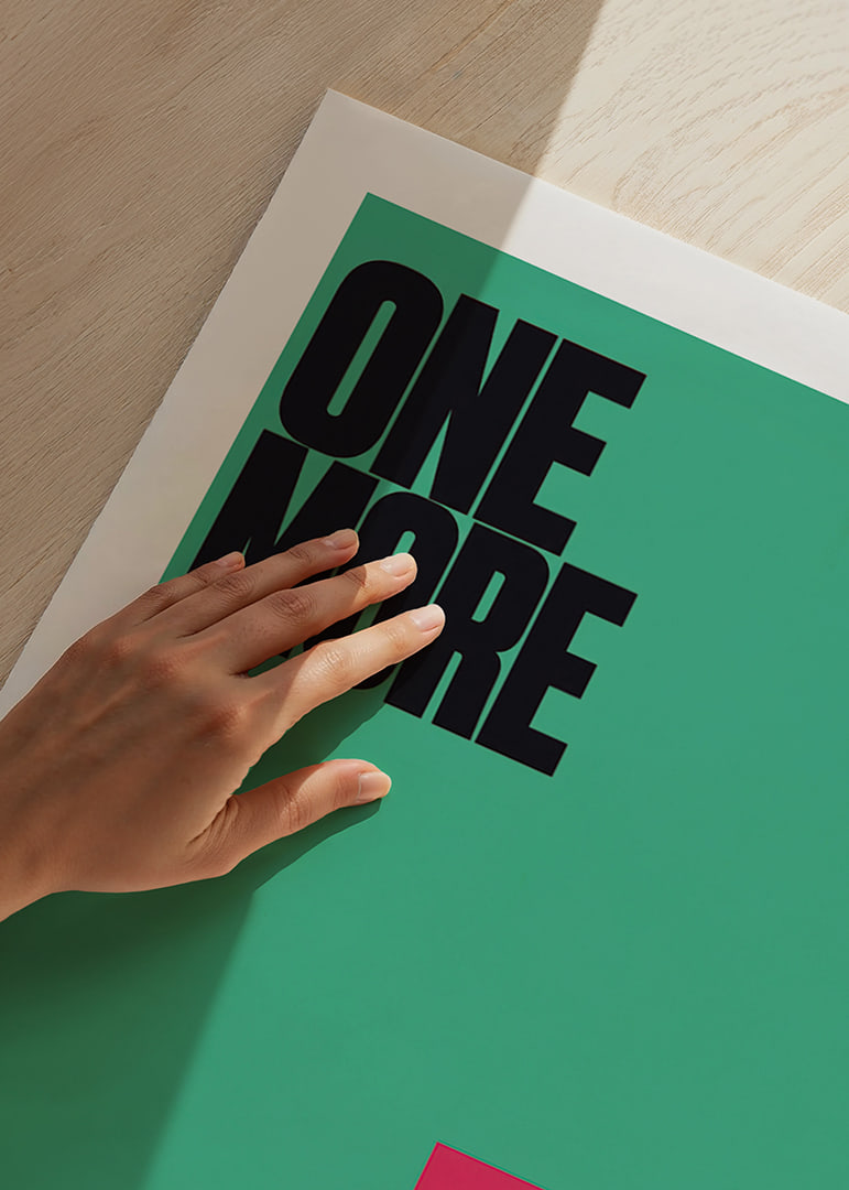 Bold typography in black against mint green with an intense pink color surface.-12