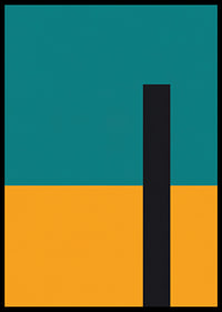 Strict color fields in turquoise, golden yellow and black create modern balance.-6