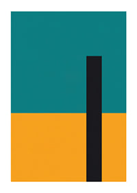 Strict color fields in turquoise, golden yellow and black create modern balance.-1