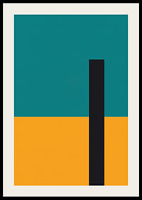 Strict color fields in turquoise, golden yellow and black create modern balance.-2