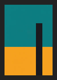Strict color fields in turquoise, golden yellow and black create modern balance.-5