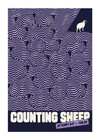 Graphic flock of sheep in wavy lines with a humorous wink to sleepless nights.-1