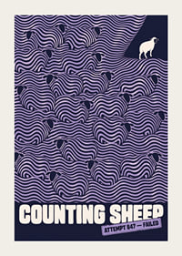 Graphic flock of sheep in wavy lines with a humorous wink to sleepless nights.-3