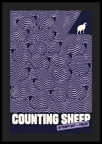 Graphic flock of sheep in wavy lines with a humorous wink to sleepless nights.-4