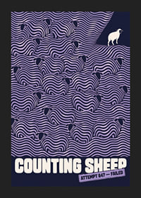 Graphic flock of sheep in wavy lines with a humorous wink to sleepless nights.-5