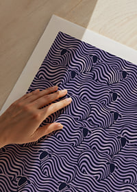 Graphic flock of sheep in wavy lines with a humorous wink to sleepless nights.-9