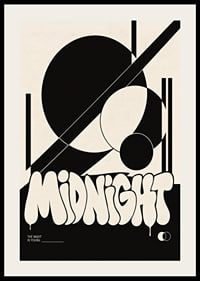 Bold graphic poster with black shapes and playful midnight energy.-2