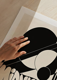 Bold graphic poster with black shapes and playful midnight energy.-9