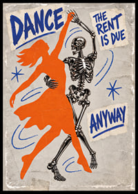 An orange dancer and a skeleton swing in a raw retro style.-6