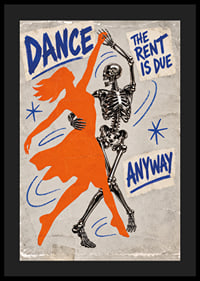 An orange dancer and a skeleton swing in a raw retro style.-4