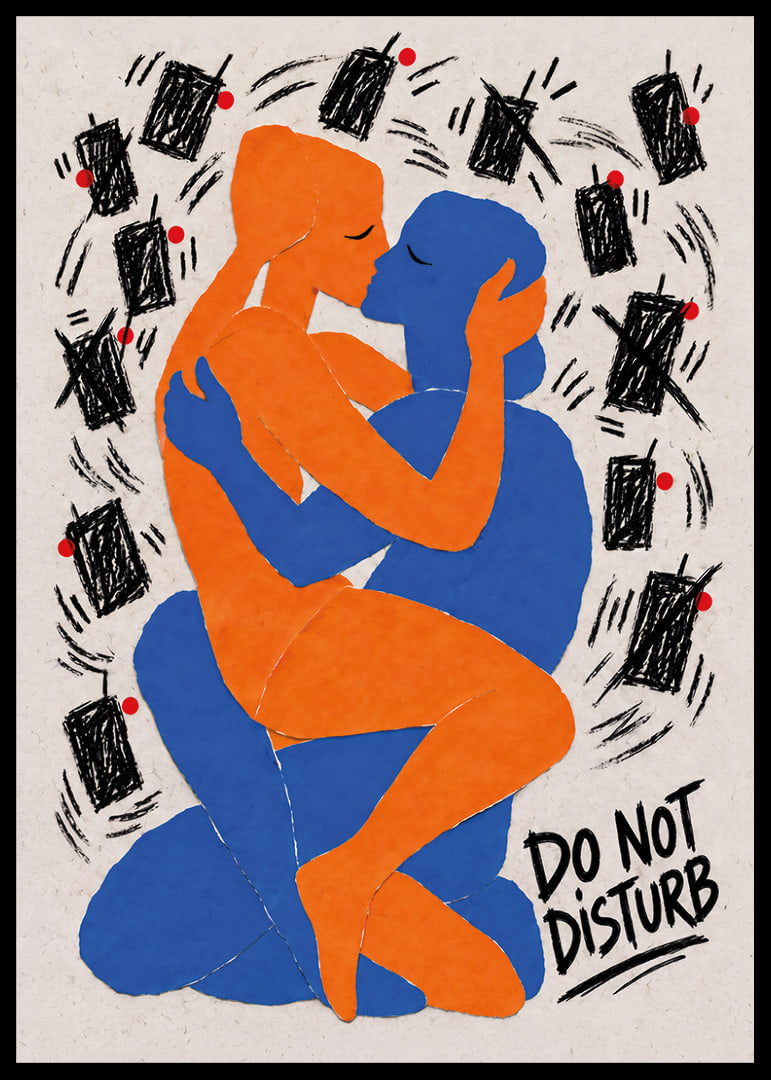 Graphic poster about closeness and calm amidst the digital noise.-12