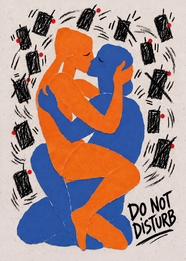 Graphic poster about closeness and calm amidst the digital noise.-12