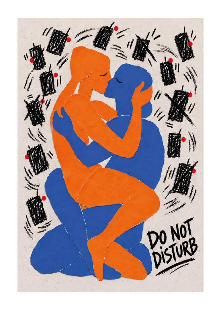 Graphic poster about closeness and calm amidst the digital noise.-12