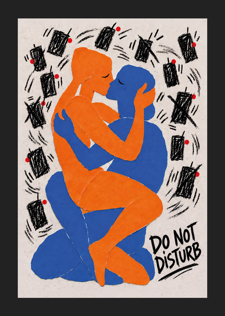 Graphic poster about closeness and calm amidst the digital noise.-12