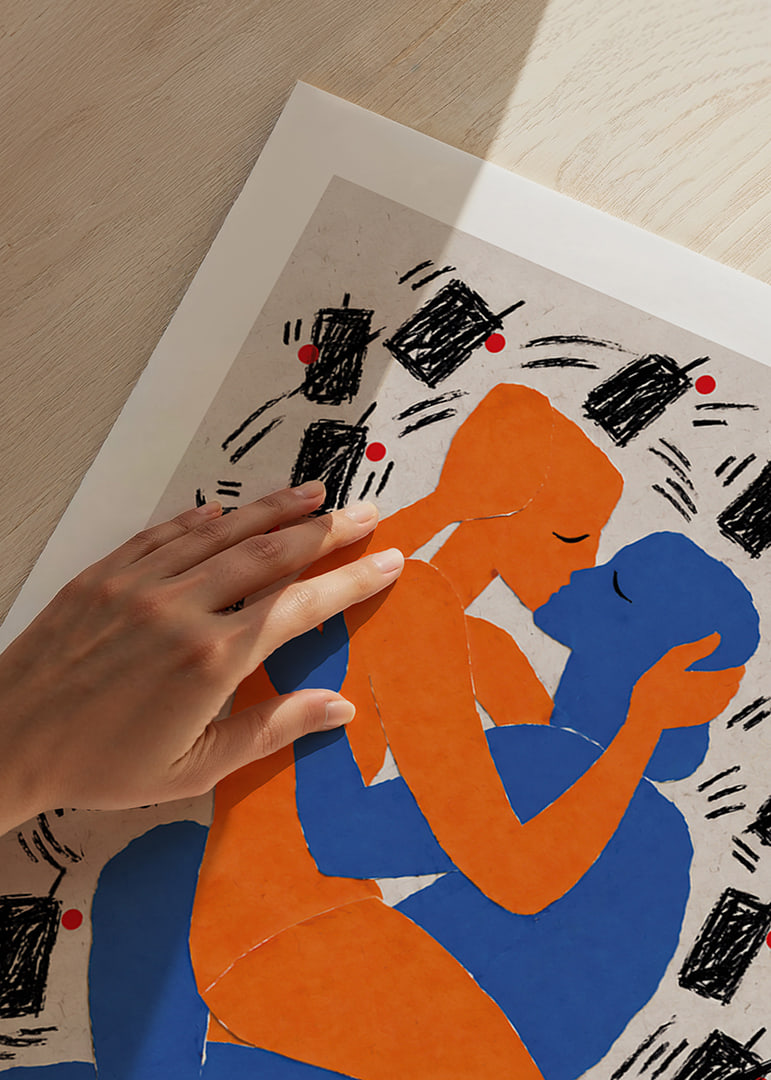Graphic poster about closeness and calm amidst the digital noise.-12