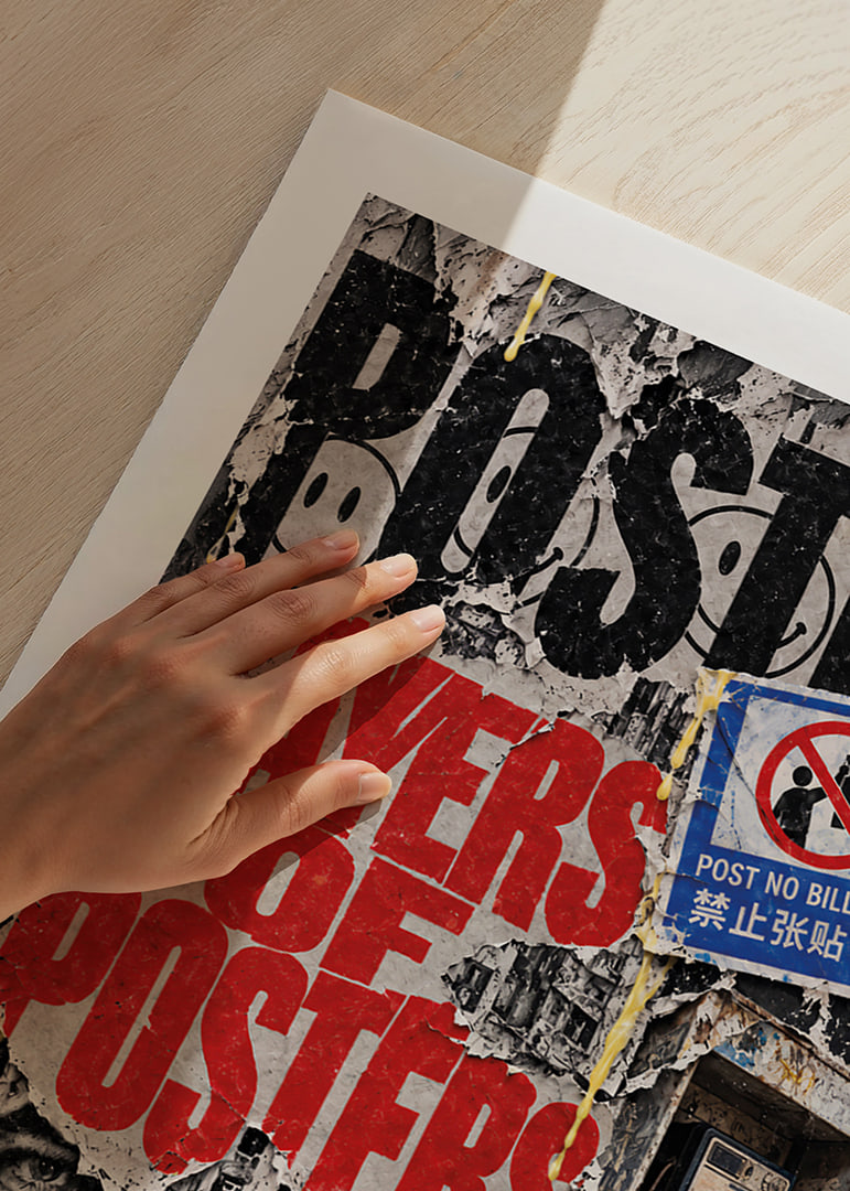 Raw urban poster wall with worn layers, bold typography and city pulse.-12