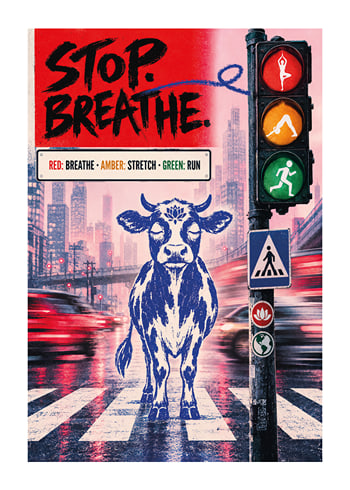 Affiche Stop Breathe Run Cow