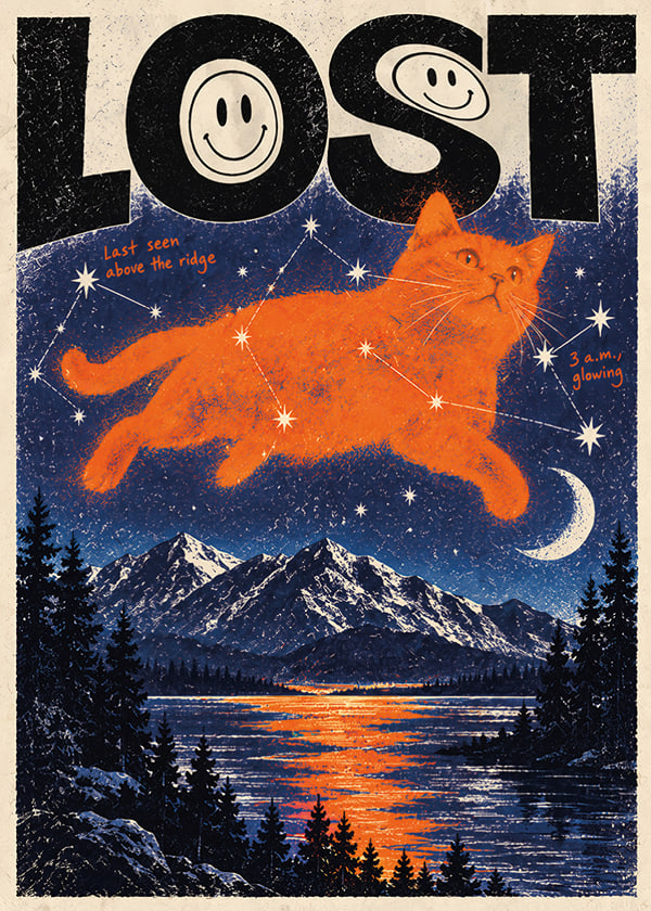 Affiche Lost Cat Above the Ridge