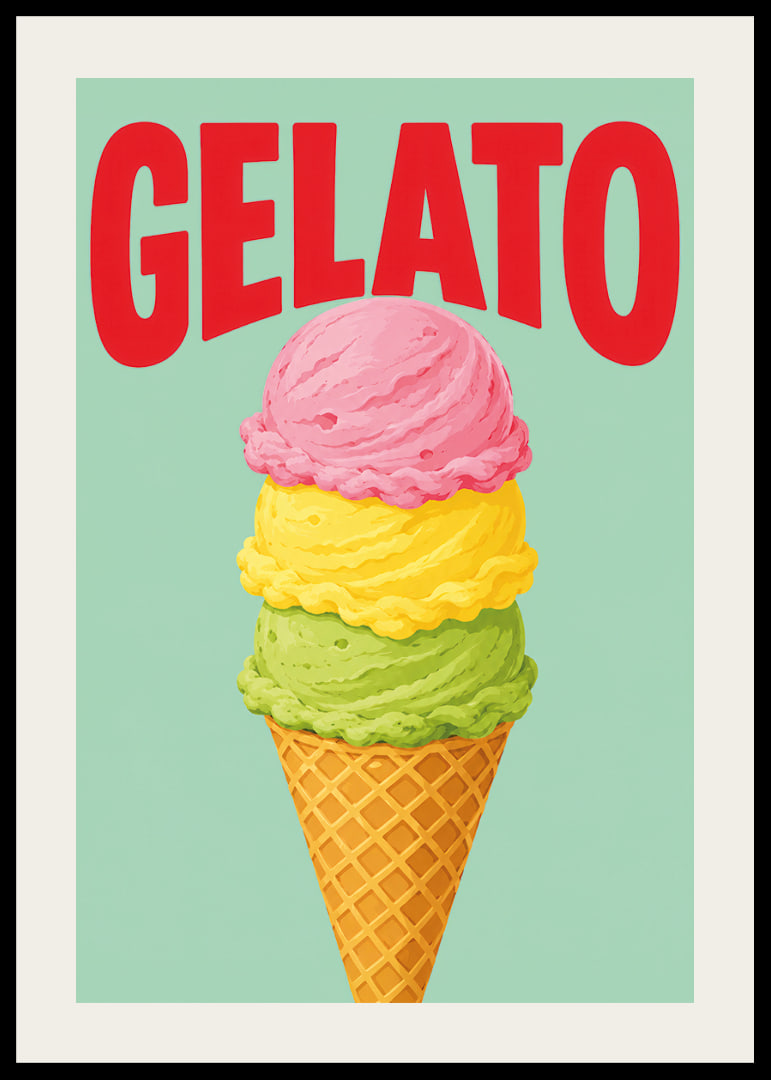 Buntes Eis in drei Geschmacksrichtungen verleiht der Wand eine verspielte Sommeratmosphäre.-12