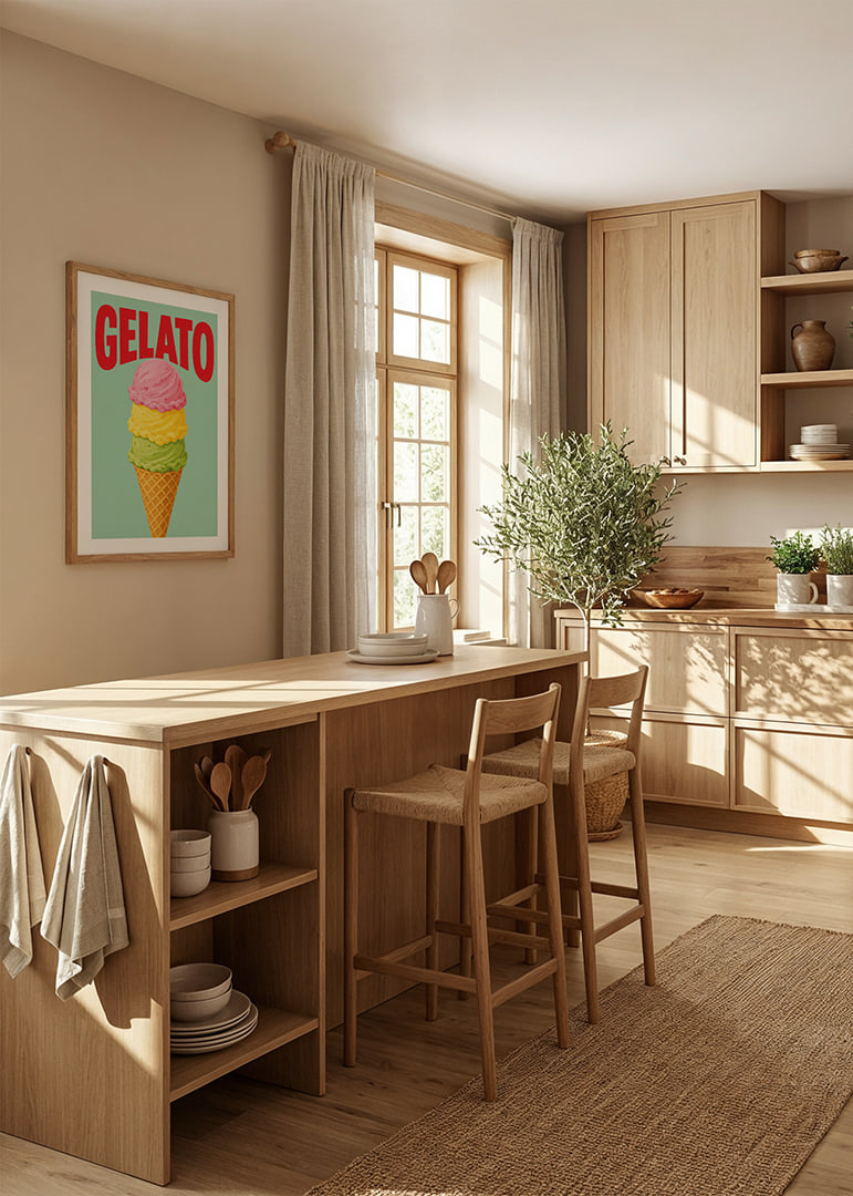 Buntes Eis in drei Geschmacksrichtungen verleiht der Wand eine verspielte Sommeratmosphäre.-12