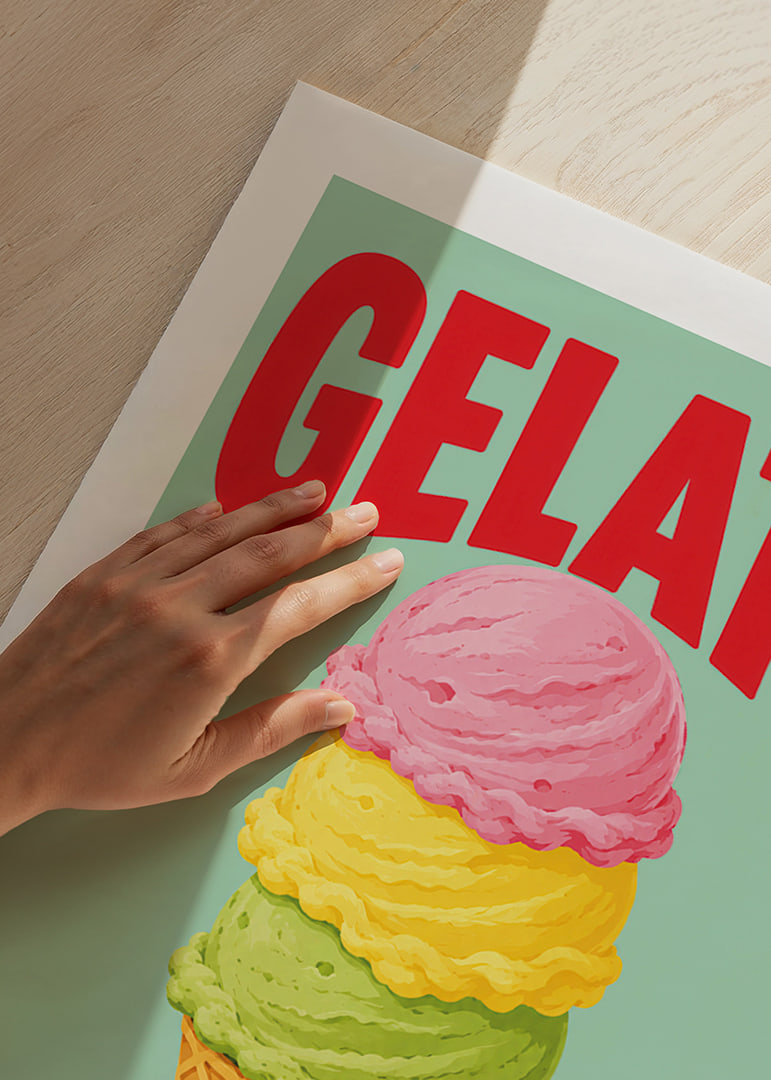 Buntes Eis in drei Geschmacksrichtungen verleiht der Wand eine verspielte Sommeratmosphäre.-12