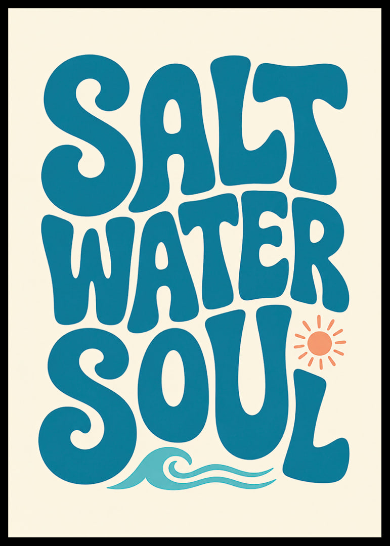 Retro-inspirierte Typografie mit Meereswellen und Sonne in ruhigen Küstentönen.-12