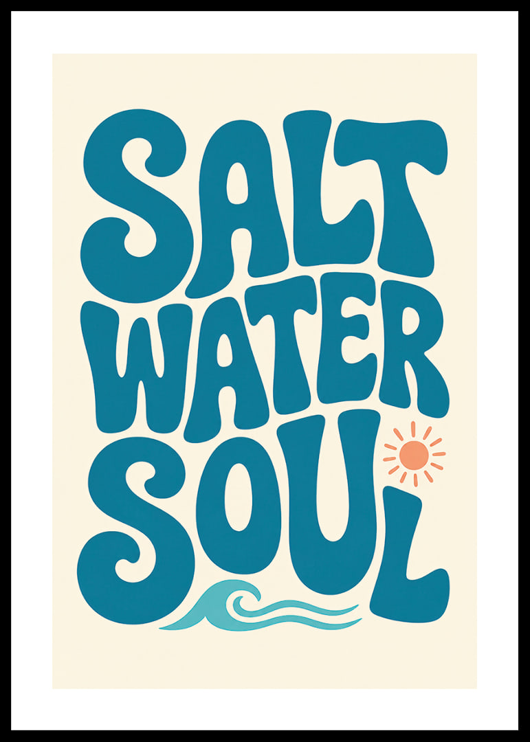 Retro-inspirierte Typografie mit Meereswellen und Sonne in ruhigen Küstentönen.-12