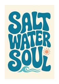 Retro-inspirierte Typografie mit Meereswellen und Sonne in ruhigen Küstentönen.-1