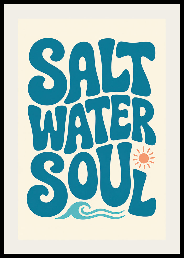 Retro-inspirierte Typografie mit Meereswellen und Sonne in ruhigen Küstentönen.-12