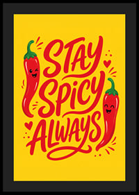Verspieltes typografisches Poster mit fröhlichen roten Chilischoten auf warmem Gelb.-4