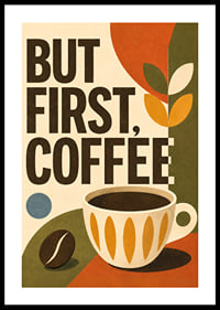 Kaffeeposter im Retro-Stil mit Typografie, Tasse und warmen Erdtönen.-0