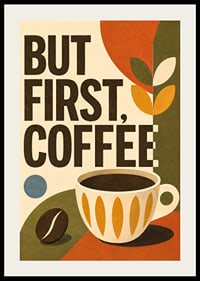 Kaffeeposter im Retro-Stil mit Typografie, Tasse und warmen Erdtönen.-2