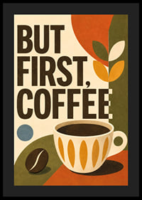 Kaffeeposter im Retro-Stil mit Typografie, Tasse und warmen Erdtönen.-4