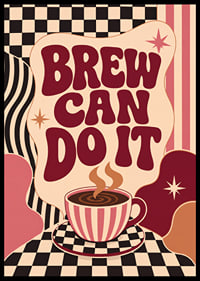Kaffeeposter im Retro-Stil mit verspielter Typografie und warmen Farben.-6