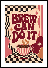 Kaffeeposter im Retro-Stil mit verspielter Typografie und warmen Farben.-0