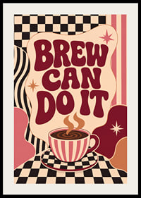 Kaffeeposter im Retro-Stil mit verspielter Typografie und warmen Farben.-2
