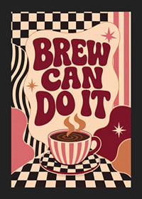 Kaffeeposter im Retro-Stil mit verspielter Typografie und warmen Farben.-5