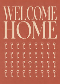 Een warme, terracotta-kleurige typografische poster met sleutels en een uitnodigende uitstraling.-7