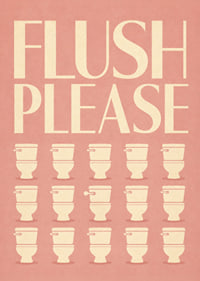 Poster met retro-typografie en een humoristische herinnering voor op het toilet.-7