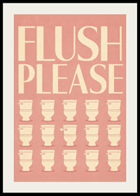 Poster met retro-typografie en een humoristische herinnering voor op het toilet.-2