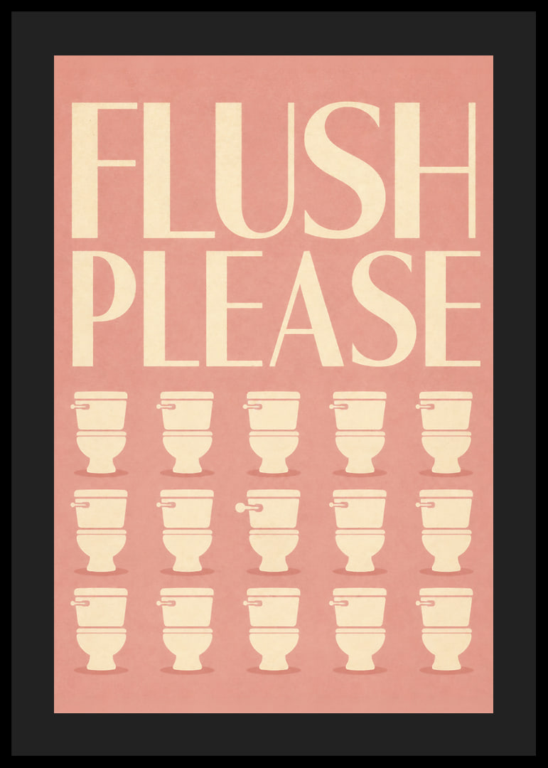 Poster met retro-typografie en een humoristische herinnering voor op het toilet.-12