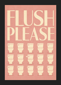 Poster met retro-typografie en een humoristische herinnering voor op het toilet.-5