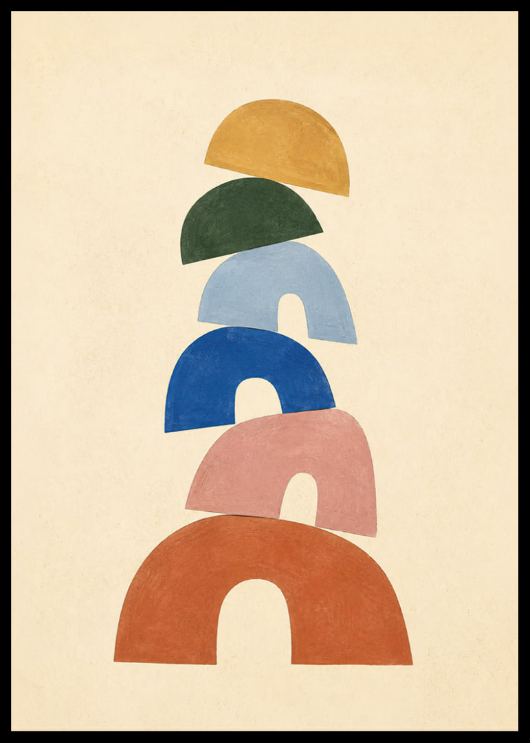 Des arcs doux et colorés dans une composition abstraite équilibrée.-12