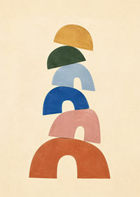 Des arcs doux et colorés dans une composition abstraite équilibrée.-7