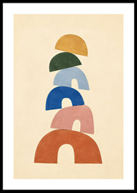 Des arcs doux et colorés dans une composition abstraite équilibrée.-0