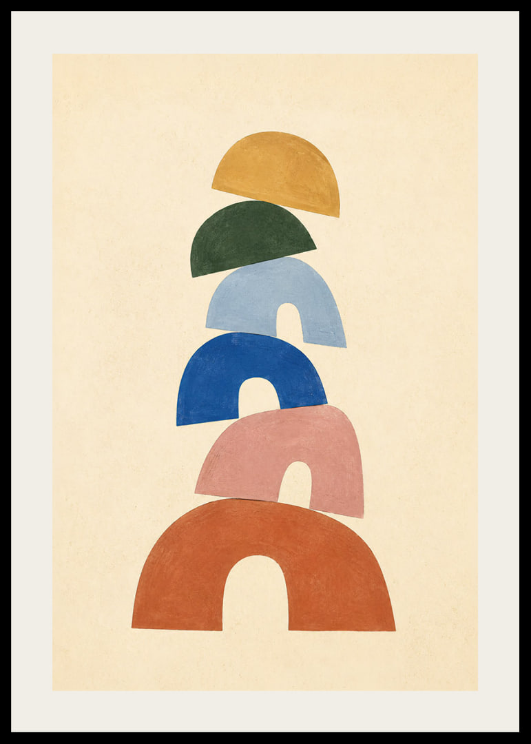 Des arcs doux et colorés dans une composition abstraite équilibrée.-12