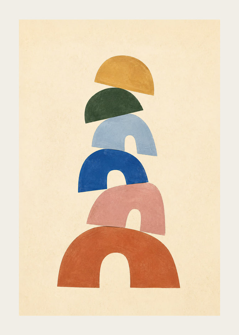 Des arcs doux et colorés dans une composition abstraite équilibrée.-12